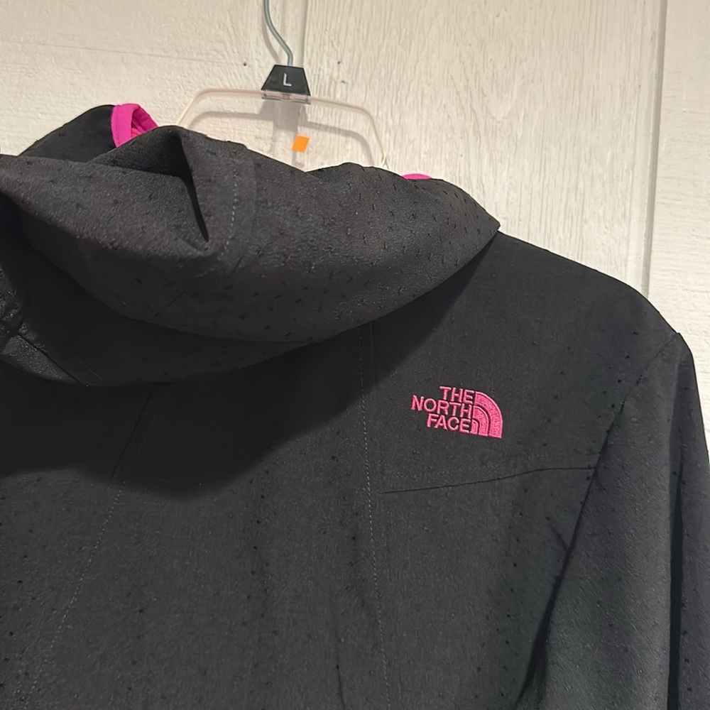 Girls North Face Hooded Zip Jacket-Blk/Pink - Picture 8 of 8